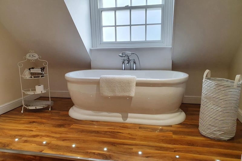 A free standing bath in one of the fourteen en-suite bathrooms.