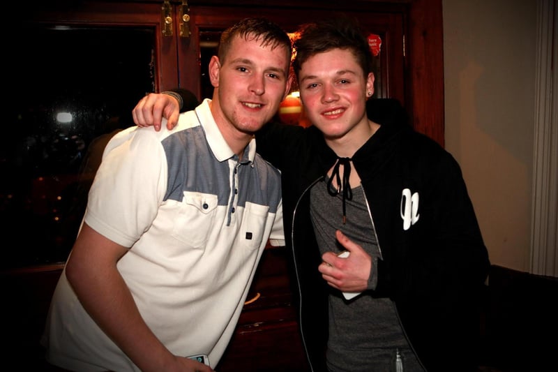 Lewis and Robbie enjoying a night out in Bar2B in 2014.