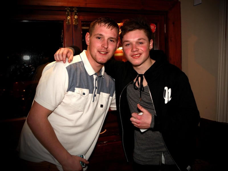 Lewis and Robbie enjoying a night out in Bar2B in 2014.