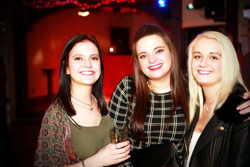 Lucy, Megan and Beth in Bar2B, in 2016.