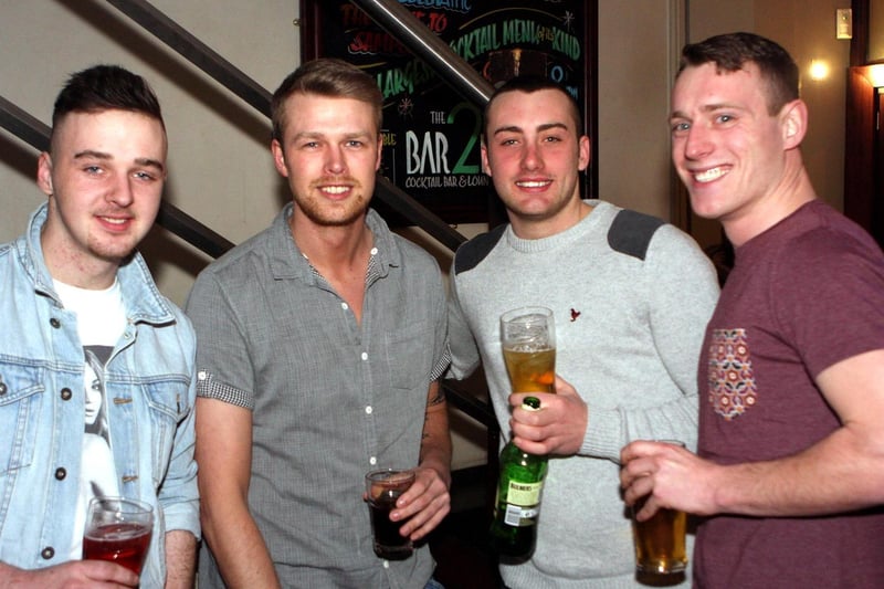 Tom, Steve, Aaron and Ant in Bar2B, in 2013.