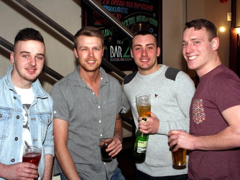 Tom, Steve, Aaron and Ant in Bar2B, in 2013.