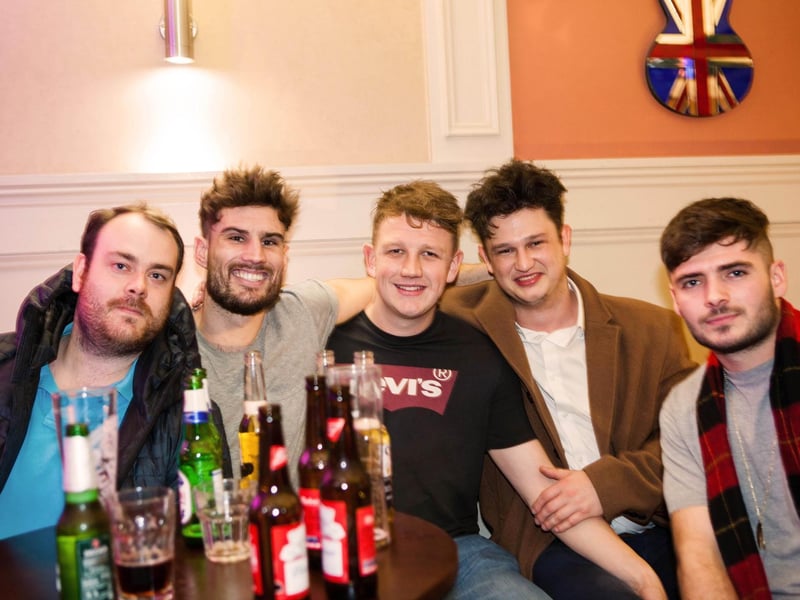 Rod, Tim, Tom, Matty and Lewis enjoy student night in Bar2B, in 2016.