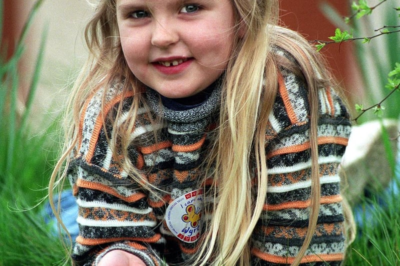 Carrie Lent  rolls her easter egg at Wyre Ecology Centre, Stanah, 1997