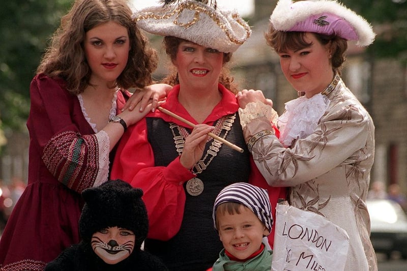 Yeadon Carnival in Juloy 1997. Pictured from the Dick Whittington float are Jane Ransome, Christine Almond and Kelly Collins with Gemma Almond and Thomas While.