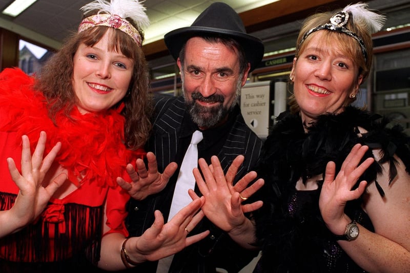 January 1997 and staff at the NatWest in Yeadon were celebrating 75 years of banking in the community by wearing 1920's style dress. Pictured, from left, are branch managers Janet Marsh, Tony Danks and Julie Agar.
