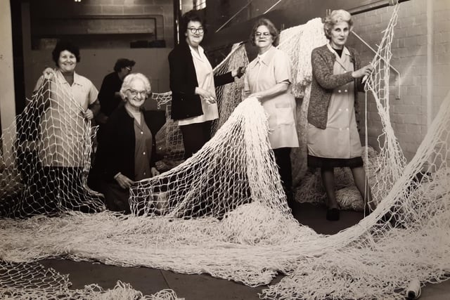 Boris Nets, March 1981. Who are the net braiders pictured here?
