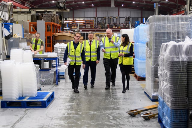 What More MD Tony Grimshaw OBE shows Sir Keir and Lisa Nandy around the factory floor