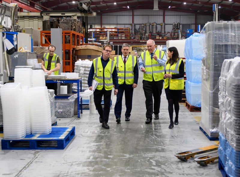 What More MD Tony Grimshaw OBE shows Sir Keir and Lisa Nandy around the factory floor
