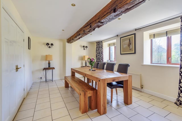 This sizeable dining area could equally be used as a family space, and is open through to the kitchen.