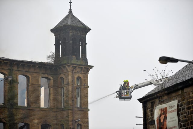 Firefighters used an aerial ladder platform to tackle the flames from above.