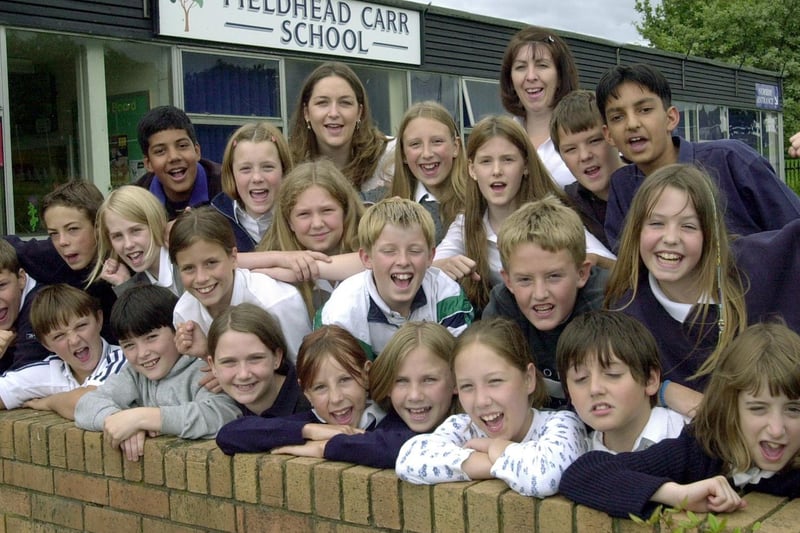 Class 6H at Fieldhead Carr Primary celebrate their SAT results.
