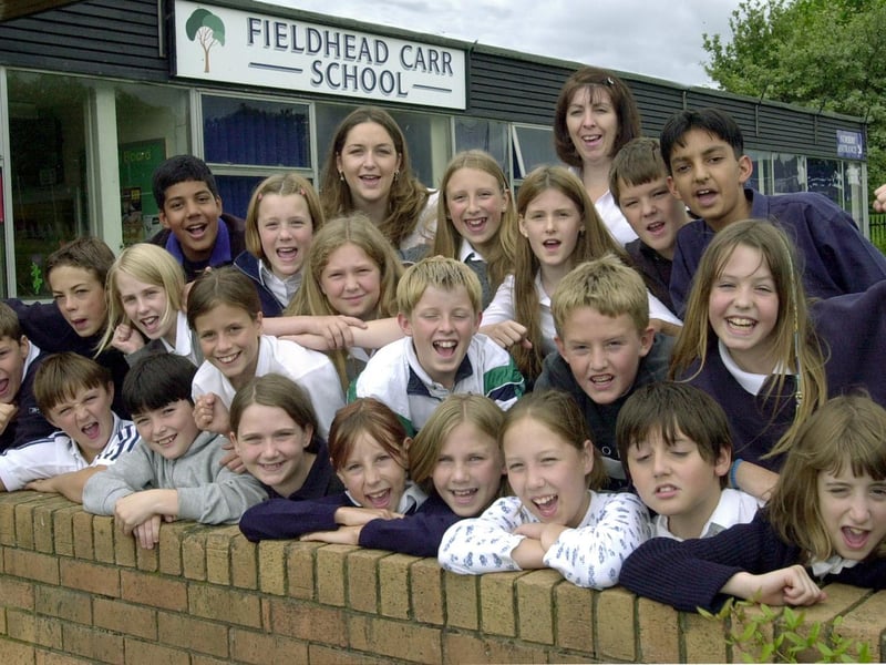 Class 6H at Fieldhead Carr Primary celebrate their SAT results.