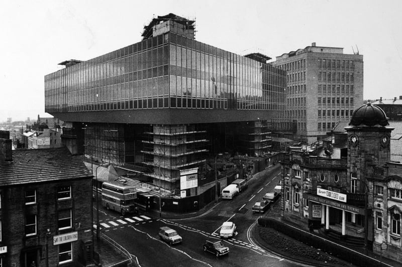 The new headquarters of the Halifax Building Society being built in the early 1970's.