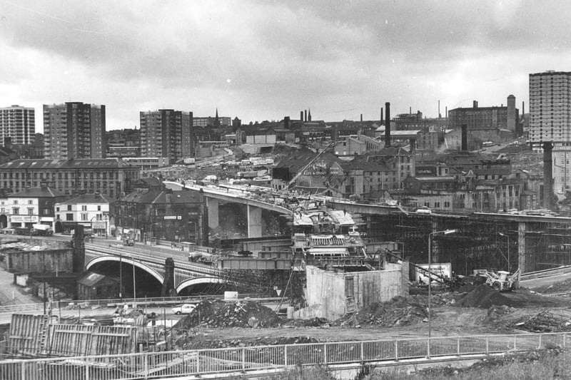 Halifax inner ring road under construction in 1973.