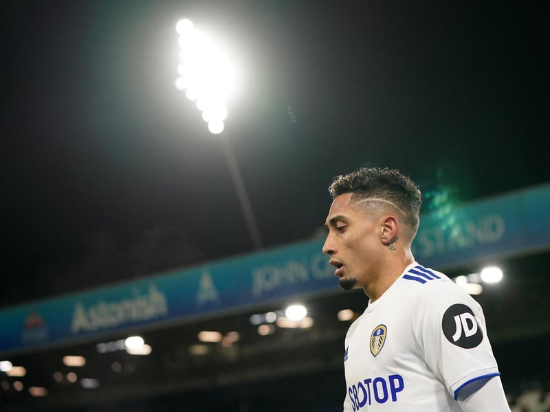 In the wars against City and took a right clattering from Fernandinho. Bielsa said he would check on the winger's thigh injury in the days running up to the Reds clash but Raphinha is made of stern stuff and might well make it. Photo by Catherine Ivill/Getty Images.
