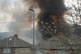 The fire broke out at about 7am in Halifax - as captured by Gemma Lynch
