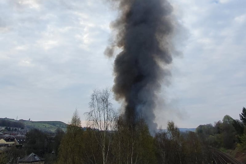 Smoke poured from the incident and could be seen from as far as six miles away