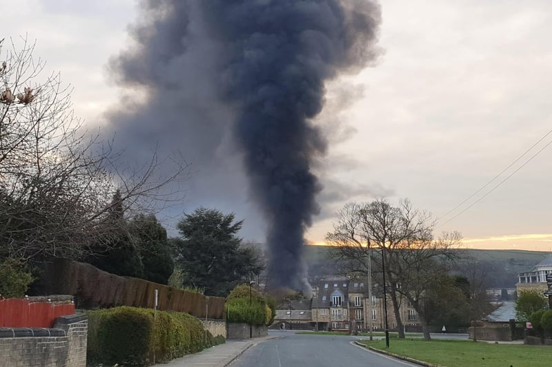 "The fire, which is at a scrap yard, is under control. Smoke plumes have been created by the fire and are travelling with the wind in the direction of Halifax Town Centre."