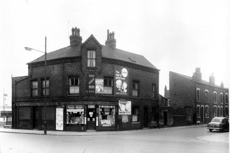Johnson and Openshaw sweet shop looking from Cross Stamford Street to Bristol Street in Sheepscar in March 1959.