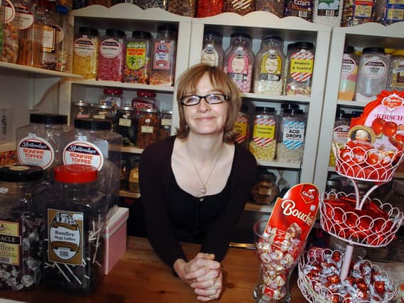 November 2007 and pictured is Carol Brewer behind the counter at her sweet shop Marples.