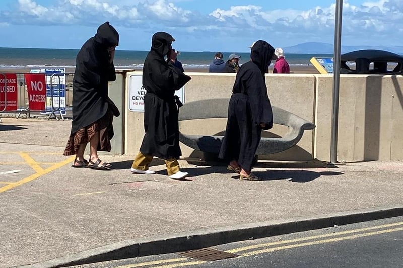 Actors were spotted working on the Cleveleys set in the sun yesterday.