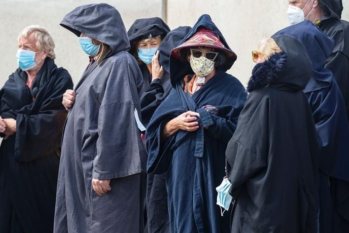 Cast members were seen wearing face masks while filming for Star Wars: Andor during the Covid-19 pandemic.