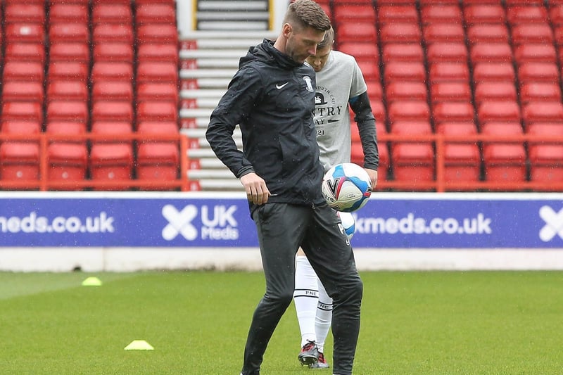 Paul Gallagher shows off his skills during the warm-up on Gentry Day at Nottingham Forest.