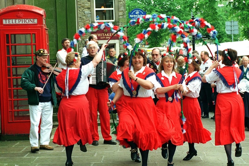The Leeds Morris Mens' 47th annual tour of the Yorkshire Dales was held during Bank Holiday weekend. Pictured are the The Green Ginger Garland Dancers.