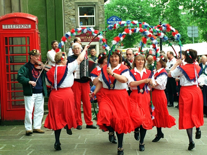 The Leeds Morris Mens' 47th annual tour of the Yorkshire Dales was held during Bank Holiday weekend. Pictured are the The Green Ginger Garland Dancers.