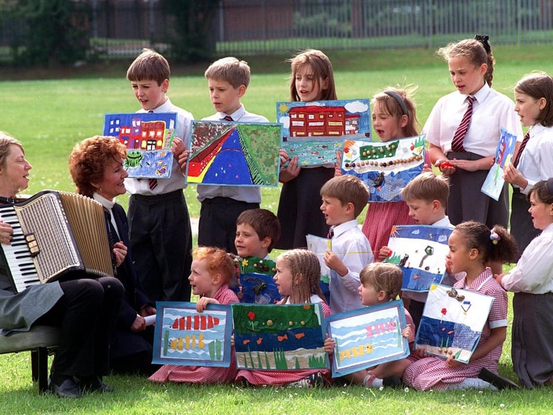 Pupils from St. Nicholas RC School had done a project about the River Aire. Teachers Mary Oakley (left) and Sheila Thomson are pictured with children.