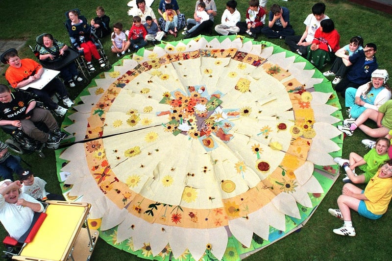 John Jamieson School a Oakwood created this dazzling sunflower to raise funds for Wheatfields and St Gemma's hospices.