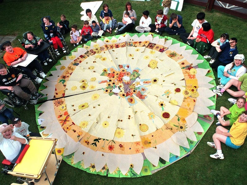 John Jamieson School a Oakwood created this dazzling sunflower to raise funds for Wheatfields and St Gemma's hospices.