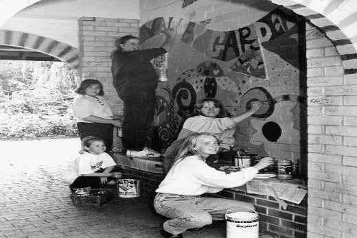 Painting a mural in Valley Gardens, Castleford
