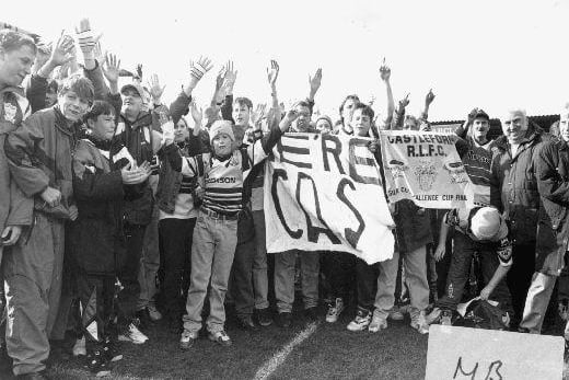Castleford supporters protested against the proposed merger in 1995