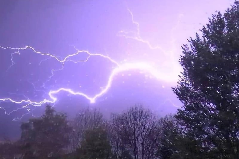 A blinding fork of lightning sent in by Sarah Cosgrove-Wilson.