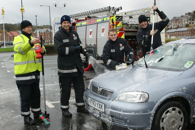 Whitby Fire Brigade holds a charity car wash at the Co-op.