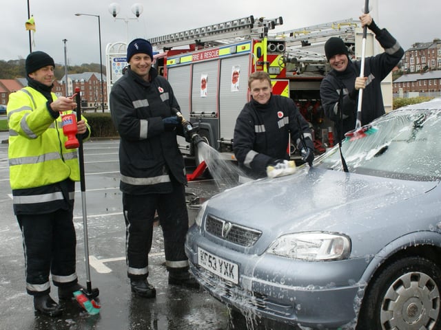 Whitby Fire Brigade holds a charity car wash at the Co-op.