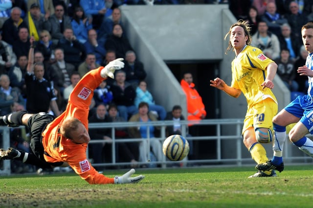 His goal proved the difference as Leeds United beat Colchester United at the Community Stadium in April 2009.