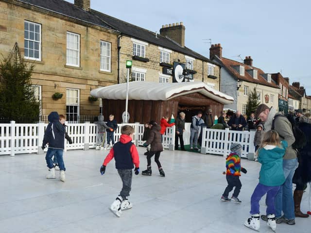 The ice rink outside the Black Swan in Helmsley