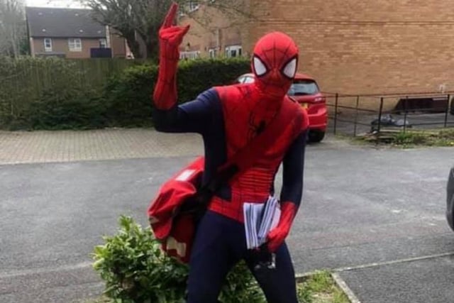 Thank you to Jessica Pinnell for sharing this photo of her local postie in his Spiderman outfit.