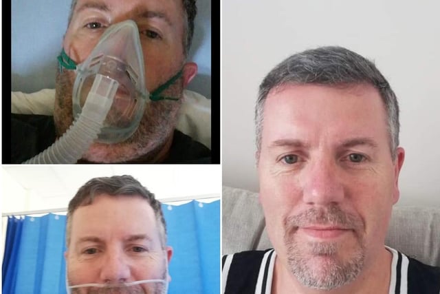Michele Cavendish sent in these pictures showing her loved one in hospital with covid and then after being discharged.
