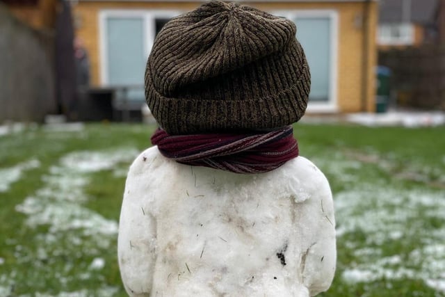 Hayley Coker-Prichard submitted her daughter Evie's creation - the 'Pert bum' snowman