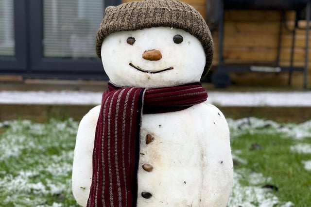 A slightly less rude view of the 'pert bum' snowman made by Evie Prichard, Aylesbury