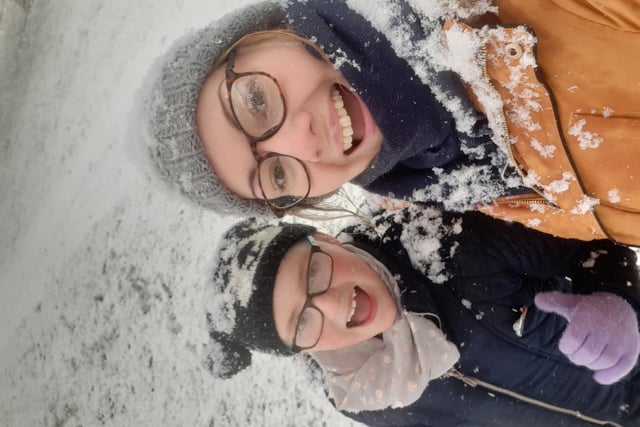The Hawes family enjoying the snow in Milton Keynes