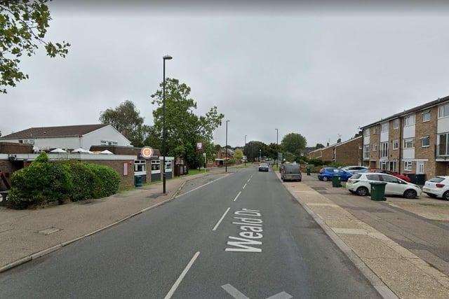 Maidenbower West & Furnace Green has seen rates of positive Covid cases fall by 20 per cent, from January 14 to January 21. Photo: Google Streetview