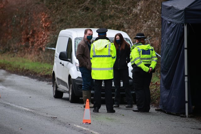 Forensic specialists and police officers have been searching the area. Photo: Eddie Mitchell SUS-210129-130841001