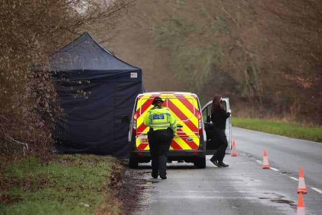 Forensic specialists and police officers have been searching the area. Photo: Eddie Mitchell SUS-210129-130747001
