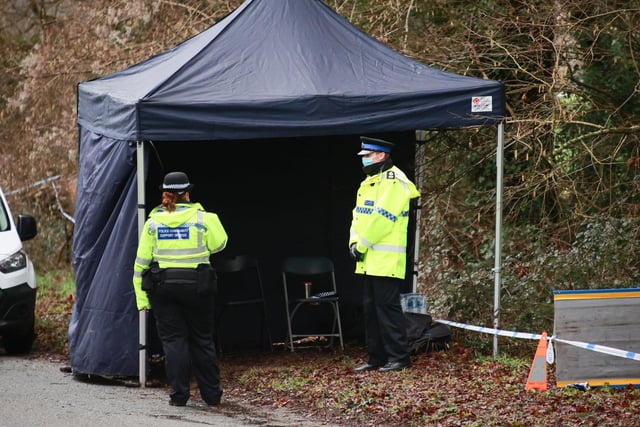 Forensic specialists and police officers have been searching the area. Photo: Eddie Mitchell SUS-210129-130902001