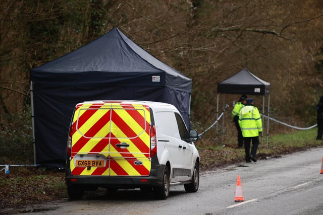 Forensic specialists and police officers have been searching the area. Photo: Eddie Mitchell  SUS-210129-130758001